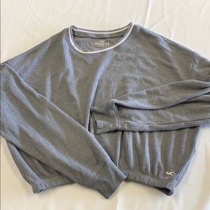 Cropped waffle knit sweater